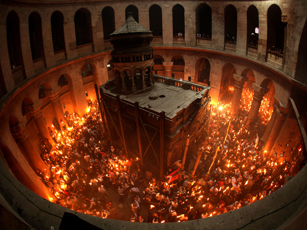 Holy Fire ceremony held the Saturday before Orthodox Easter at the Church of the Holy Sepulchre, Jerusalem