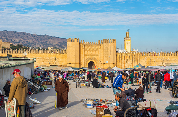 Bab Chorfa, one of the city gates of Fes. Imposing architecture abounds on Morocco tours.