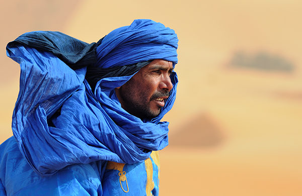 a Tuareg Berber man in Morocco's Sahara Desert