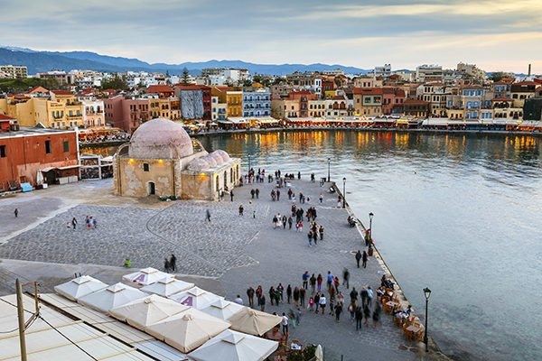the Venetian Harbor of Chania, Crete island