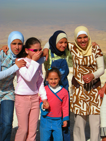 school girls visiting Mt. Nebo