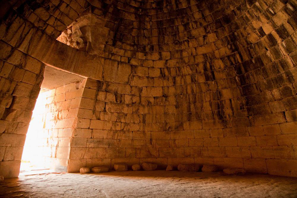 tholos or beehive tomb interior, Mycenae, Greece