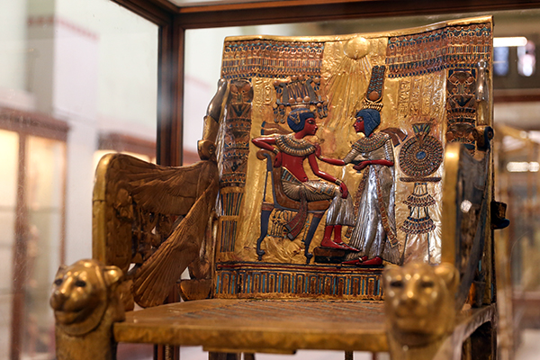 the Golden Throne of Tutankhamun in the Egyptian Museum, Cairo
