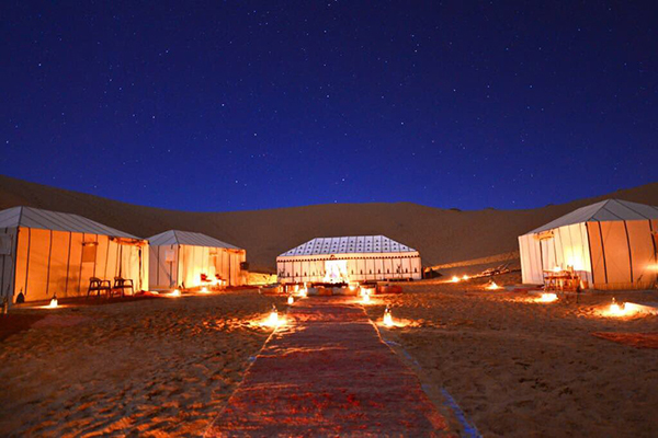 luxury camping in the Sahara Desert in Morocco