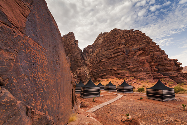 One highlight of Jordan travel is luxury tent camping in Wadi Rum.