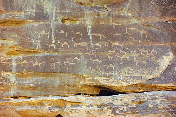 Petroglyphs at Wadi Rum. See these on a Jordan tour with Ya'lla Tours USA.