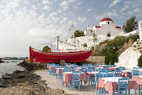 A port stop at Mykonos island is included in a 3,4 or 7-night Greek island cruise.