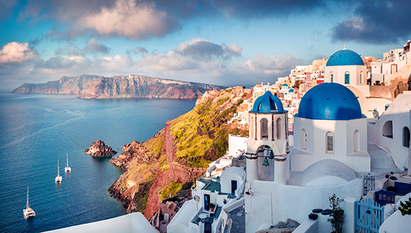 The scenic island of Santorini is included in a 3, 4, or 7-night Greece cruise.