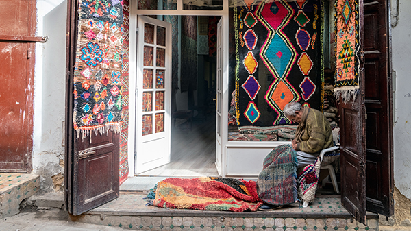 a carpet shop in the Fez medina