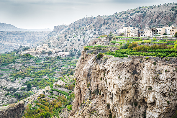 terraced villages on the Saiq Plateau on Jebel Akhdar (Green Mountain) in the Al Hajar Mountains