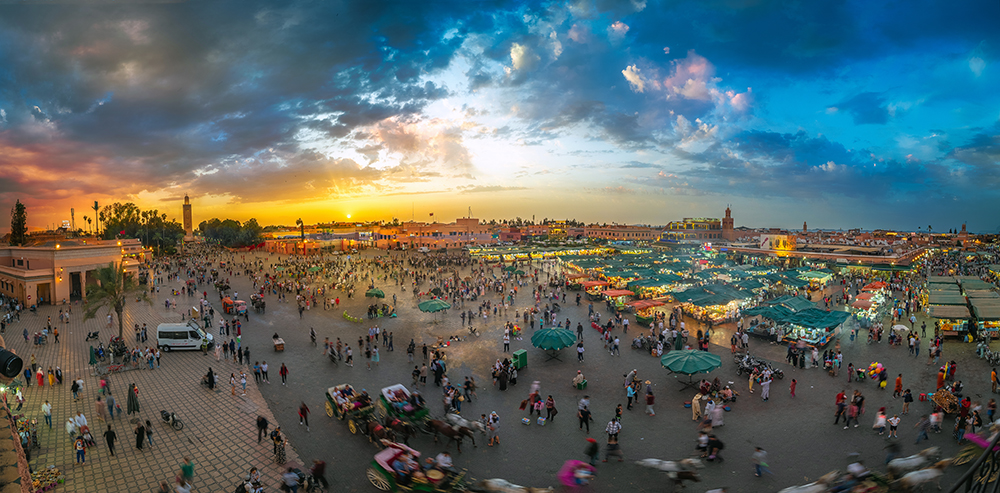 Visit Jemaa el-Fna in Marrakech for an exciting local experience on a Ya'lla Morocco tour package.
