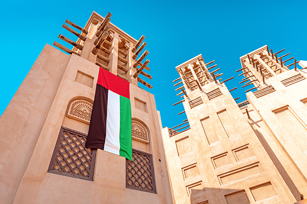 traditional wind tower houses in Bastakiya, Dubai