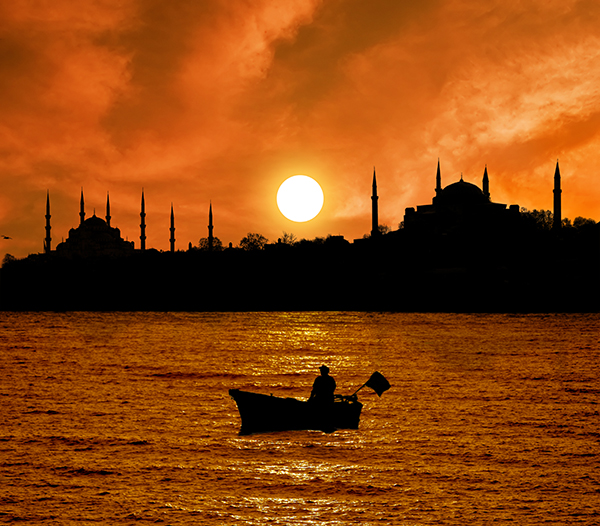sunset cityscape from the Bosphorus
