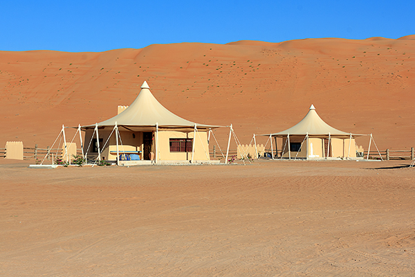 Oman travel can include luxury camping in the Sharqiya/Wahiba Sands.