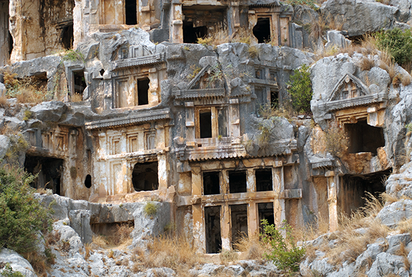 ancient rock-cut tombs at Myra, Turkey