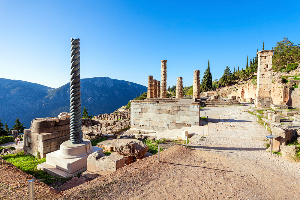 the Temple of Apollo at Delphi, Greece