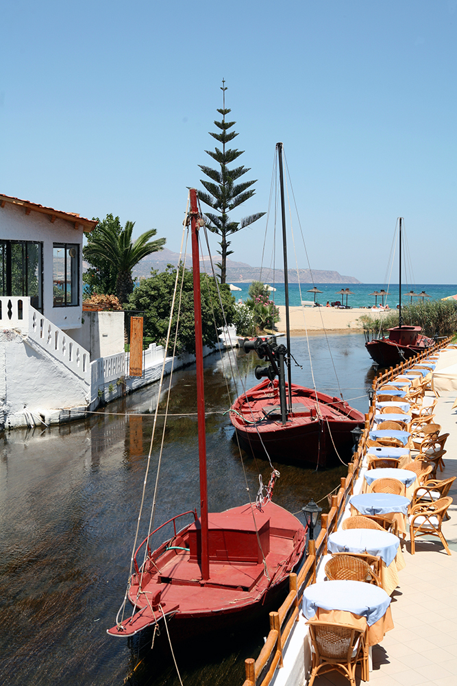 the Kalyves River running into the sea at Kalyves, one of the villages of Apokoronas