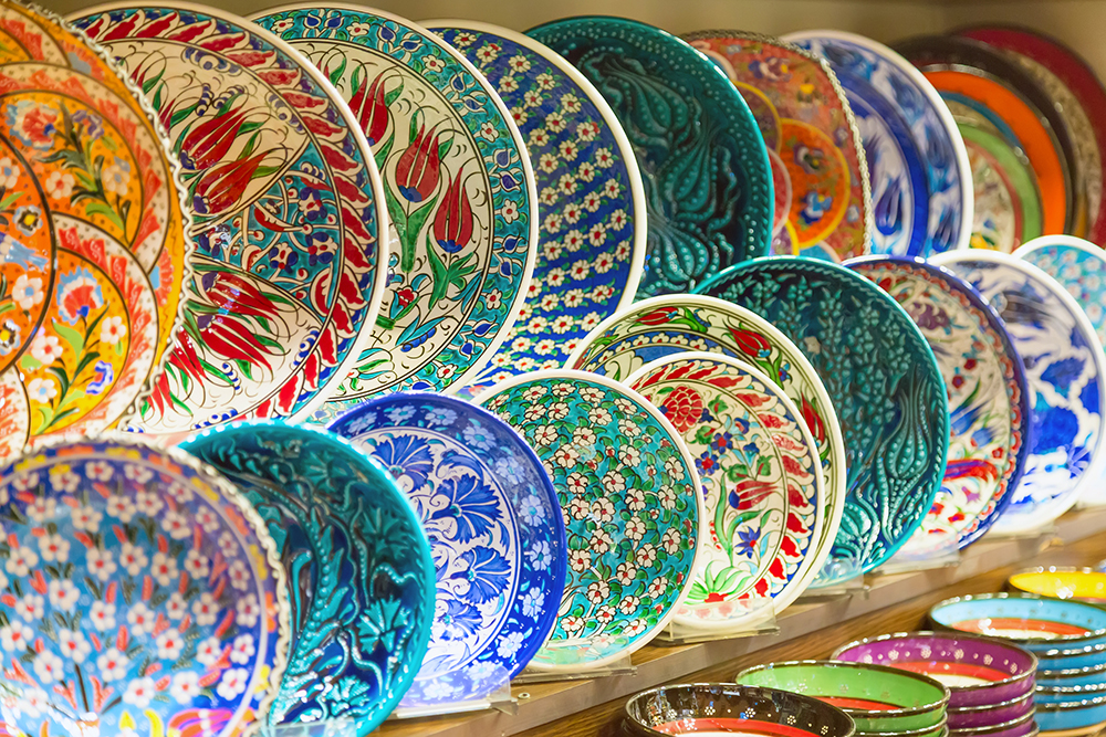 Shopping for hand painted bowls and plates is a must on Istanbul tours.
